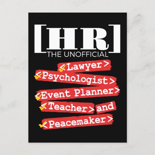 HR Unofficial Funny Human Resources Staff Postcard