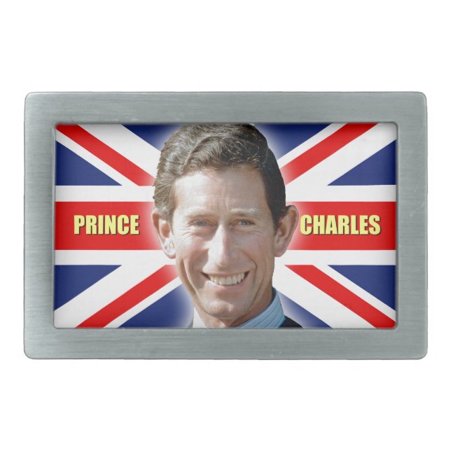 HRH Prince Charles - Patriotic! Rectangular Belt Buckle (Front)