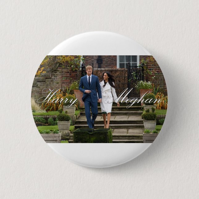 HRH Prince Harry and Meghan Markle Royal Wedding Button (Front)