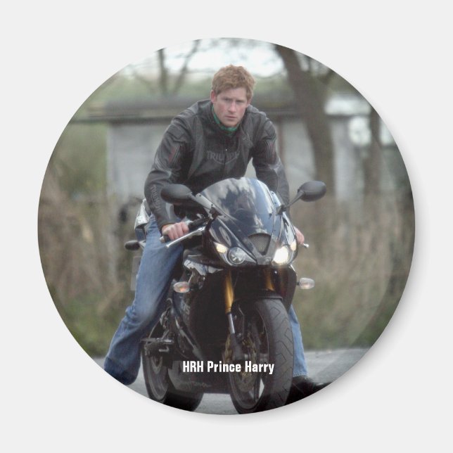 HRH Prince Harry motorbike Magnet (Front)