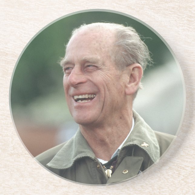 HRH Prince Philip laughing Drink Coaster (Front)