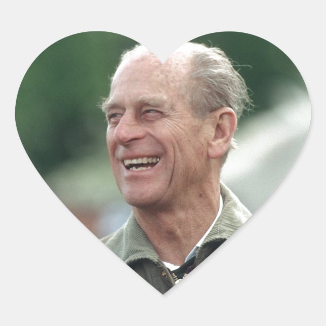 HRH Prince Philip laughing Heart Sticker (Front)