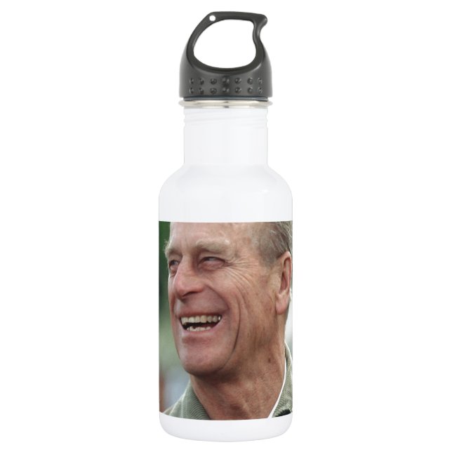 HRH Prince Philip laughing Stainless Steel Water Bottle (Front)