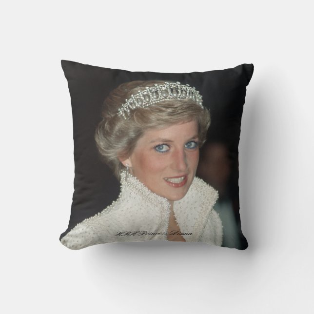 HRH Princess Diana Throw Pillow (Front)