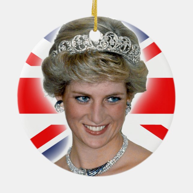 HRH Princess Diana Union Jack Ceramic Ornament (Back)