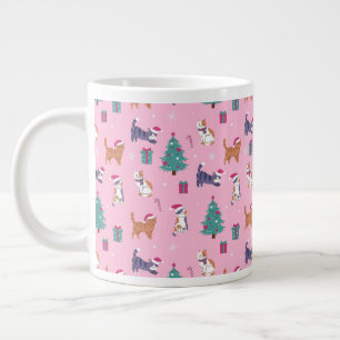 hristmas Cats and Trees Holiday Pattern Giant Coffee Mug