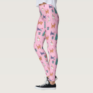 hristmas Cats and Trees Holiday Pattern Leggings