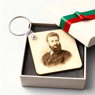 Hristo Botev Vintage Portrait Bulgarian Patriot Keychain