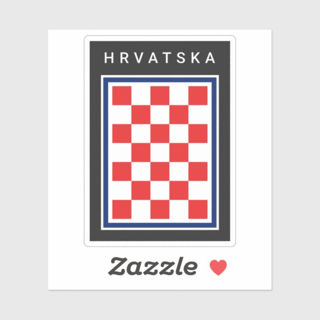 Hrvatska Checker Blue Border Sticker (Sheet)
