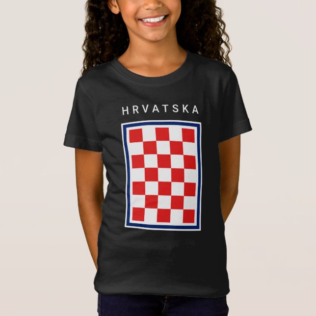 Hrvatska Checker Blue Border T-Shirt (Front)
