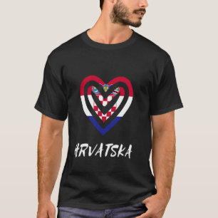 Hrvatska Croatia Flag Heart Croatian Pride Roots T-Shirt