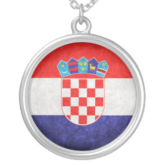 Hrvatska; Croatia Flag Silver Plated Necklace