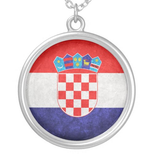 Hrvatska Croatia Flag Silver Plated Necklace