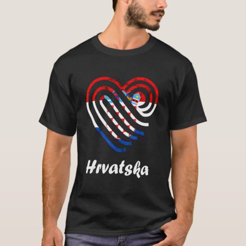 Hrvatska Croatian Flag Croatia Heart Croatian Prid T_Shirt