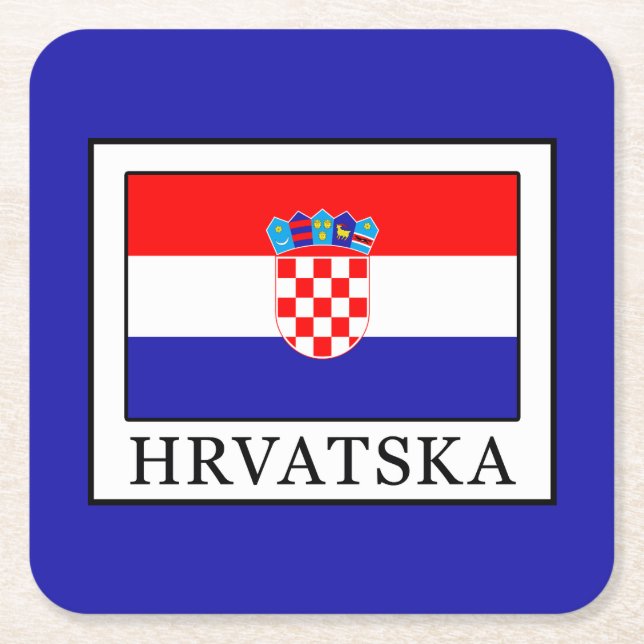 Hrvatska Square Paper Coaster (Front)