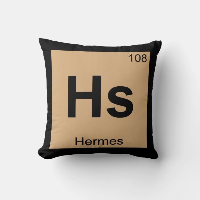 Hs - Hermes God Chemistry Periodic Table Symbol Throw Pillow (Front)