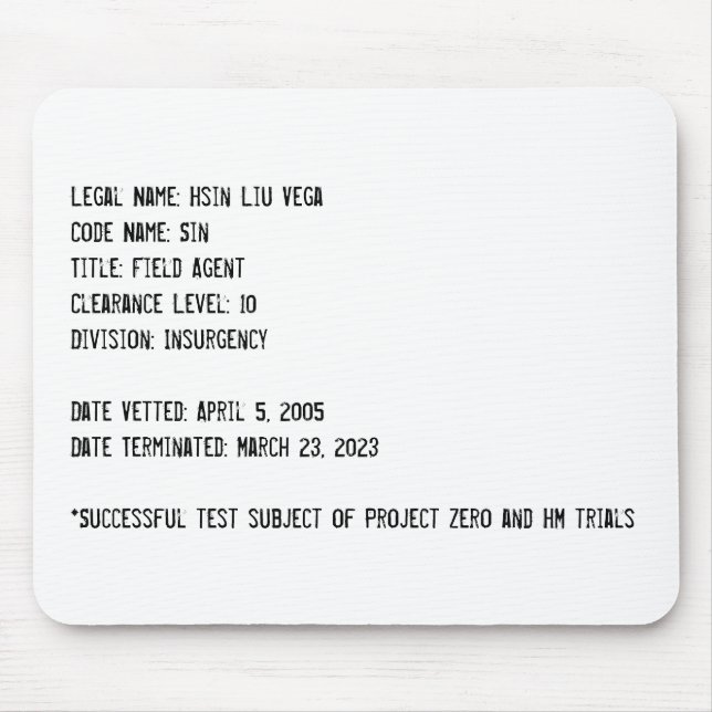 Hsin files mouse pad (Front)