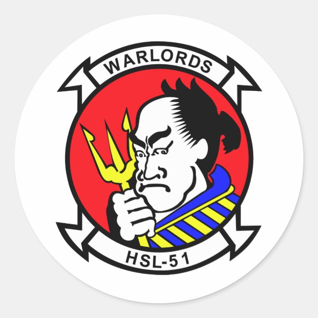 HSL-51 Warlords Classic Round Sticker (Front)