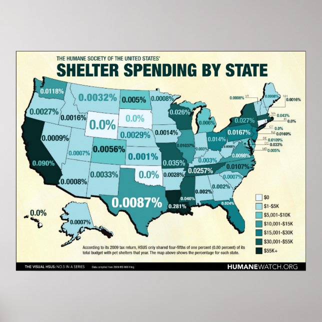 HSUS Shelter Spending by State Poster (Front)