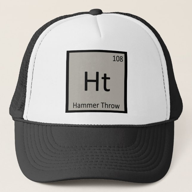 Ht - Hammer Throw Track and Field Chemistry Symbol Trucker Hat (Front)