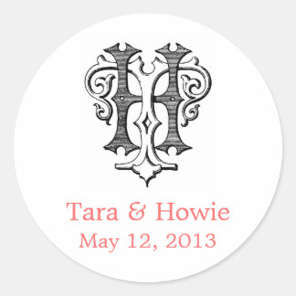 HT Vintage Monogram Wedding Sticker