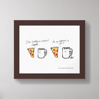 HTC Pepperoni Pizza and Coffee Mug Cartoon Framed Art
