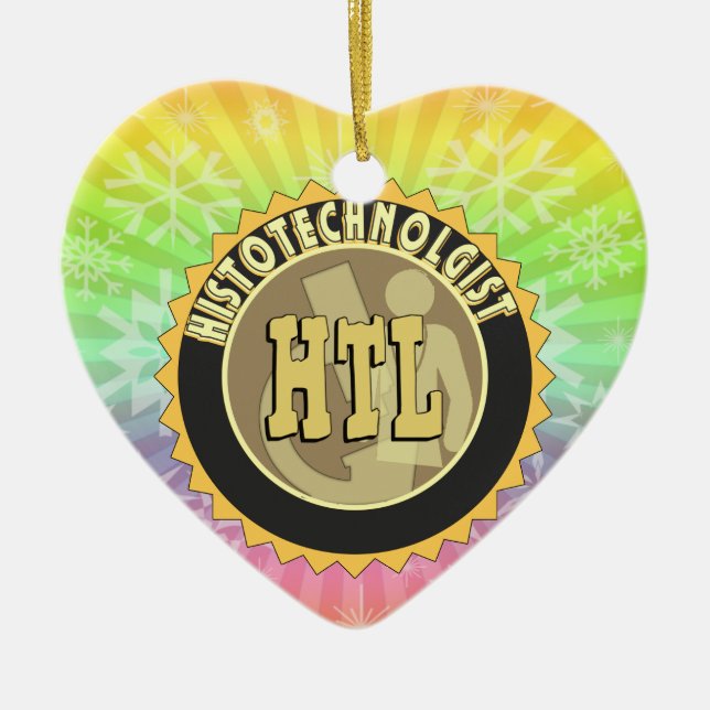 HTL BADGE HISTOTECHNOLOGIST HISTOLOGY TECH CERAMIC ORNAMENT (Front)
