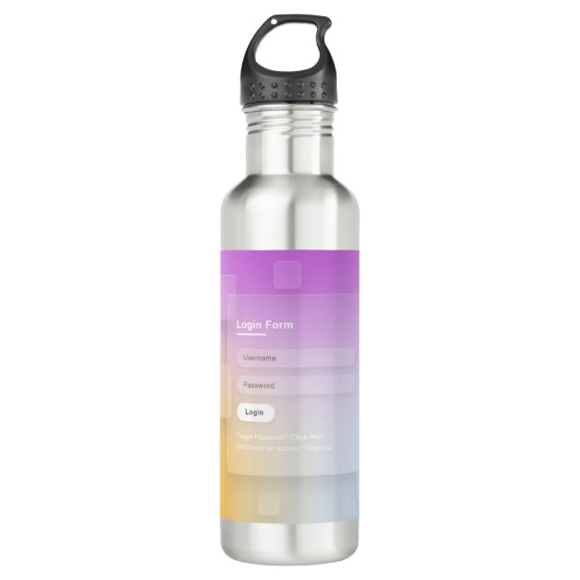 HTML CSS Colorful Login Screen Stainless Steel Water Bottle (Front)