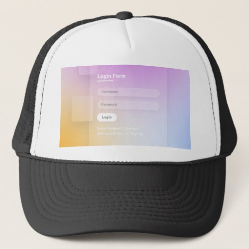 HTML CSS Colorful Login Screen Trucker Hat
