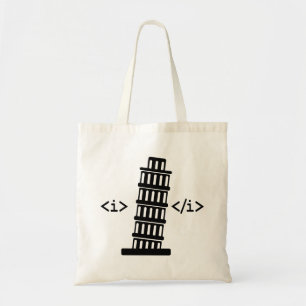 HTML Italics Pisa Tower web designer developer Tote Bag