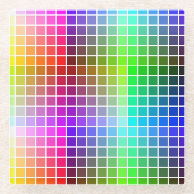 HTML Websafe Colors Glass Coaster (Front)