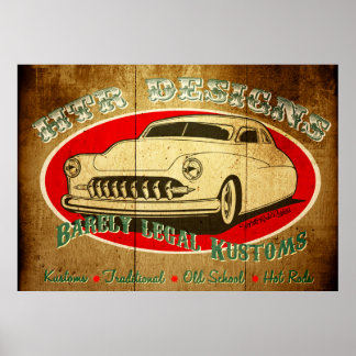 HTR Designs Barely Legal Kustoms Garage Poster
