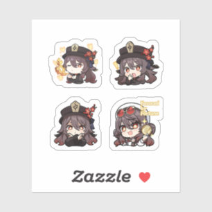 Hu Tao Genshin Impact 4 Pack Sticker Sheet