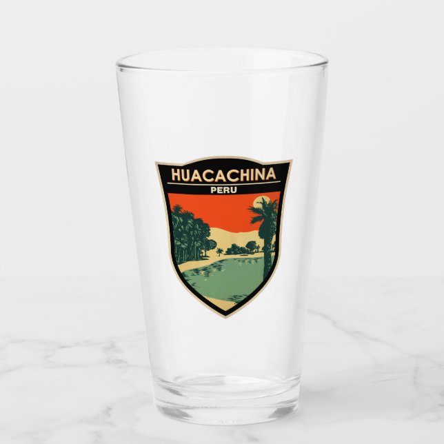 Huacachina Peru Travel Art Vintage Glass (Front)