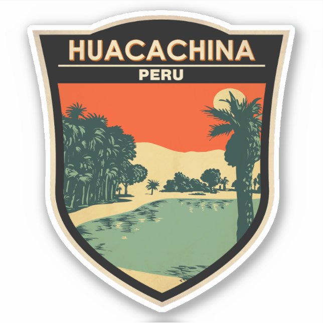 Huacachina Peru Travel Art Vintage Sticker (Front)