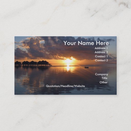 Customizable Huahine Sunset Business Card