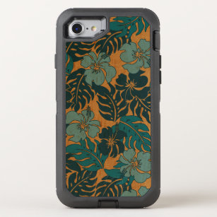 Huakini Bay Hawaiian Hibiscus Vintage Faux Wood OtterBox Defender iPhone SE/8/7 Case