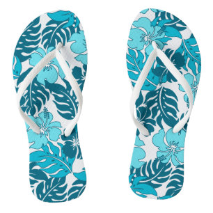 Huakini Bay Hawaiian Hibiscus Vintage Floral Flip Flops