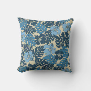 Huakini Bay Hawaiian Hibiscus Vintage Floral Throw Pillow
