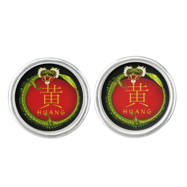 Huang Monogram Dragon Cufflinks (Front)