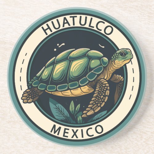 Huatulco Mexico Turtle Badge Coaster