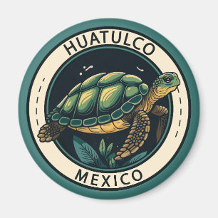 Huatulco Mexico Turtle Badge Magnet