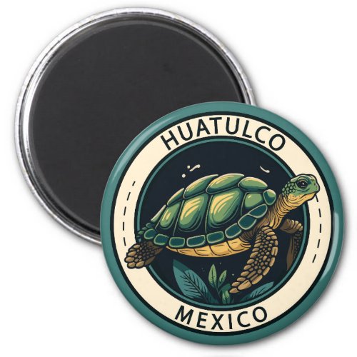 Huatulco Mexico Turtle Badge Magnet