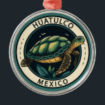 Huatulco Mexico Turtle Badge Metal Ornament<br><div class="desc">Huatulco vector art design. It’s known for sprawling pre-Hispanic ruins in nearby Parque Eco-Arqueológico Copalita,  including a ceremonial center with a large stone temple and a ball court.</div>