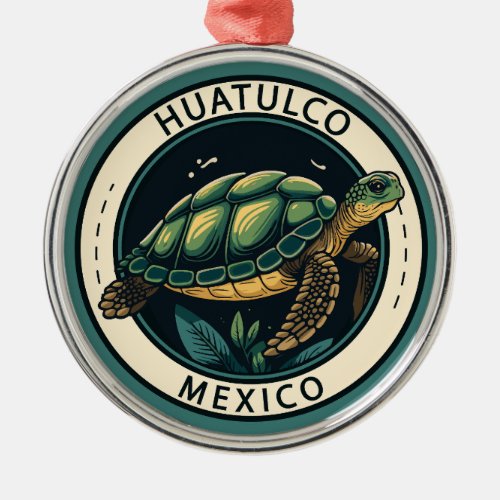 Huatulco Mexico Turtle Badge Metal Ornament