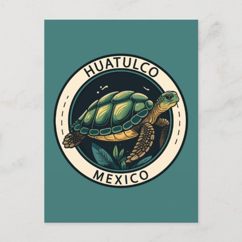 Huatulco Mexico Turtle Badge Postcard
