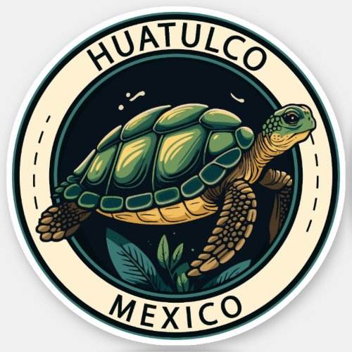 Huatulco Mexico Turtle Badge Sticker