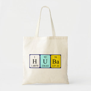 Huba periodic table name tote bag