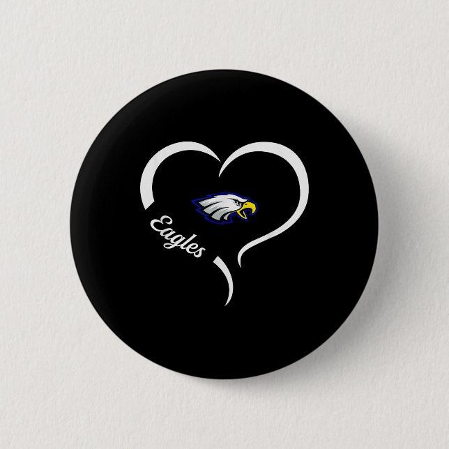 Hubbard Eagles Logo Half Heart Slogan Hs  Button (Front)