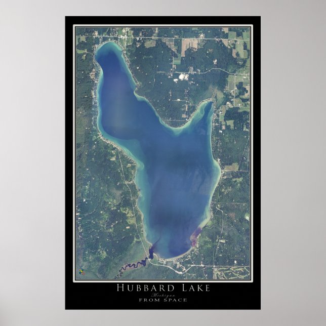 Hubbard Lake Michigan Satellite Poster Map (Front)